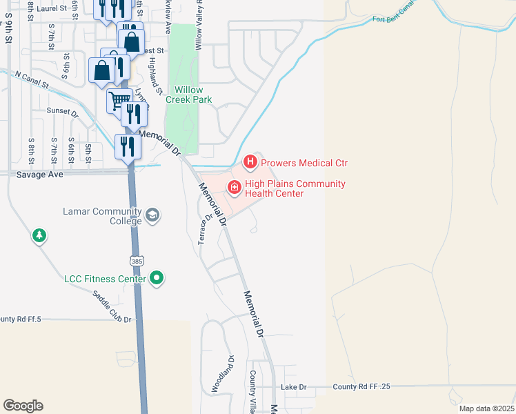 map of restaurants, bars, coffee shops, grocery stores, and more near 650 Kendall Drive in Lamar