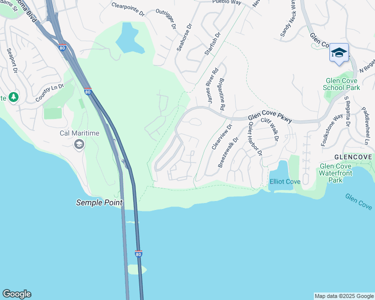 map of restaurants, bars, coffee shops, grocery stores, and more near 1201 Glen Cove Parkway in Vallejo