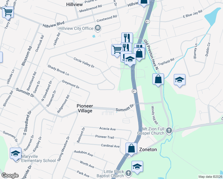 map of restaurants, bars, coffee shops, grocery stores, and more near 258 Circle Valley Drive in Louisville