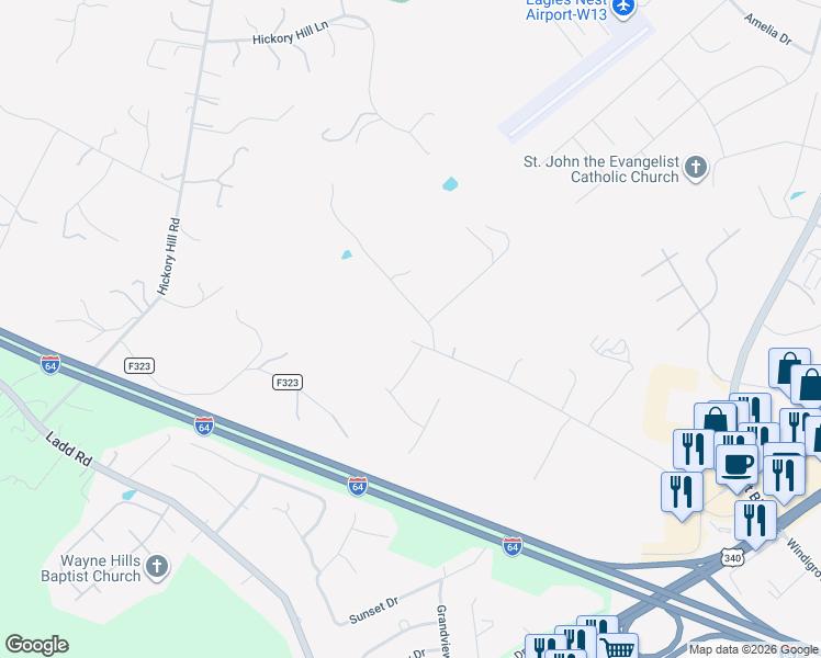 map of restaurants, bars, coffee shops, grocery stores, and more near 1821 Red Top Orchard Road in Waynesboro