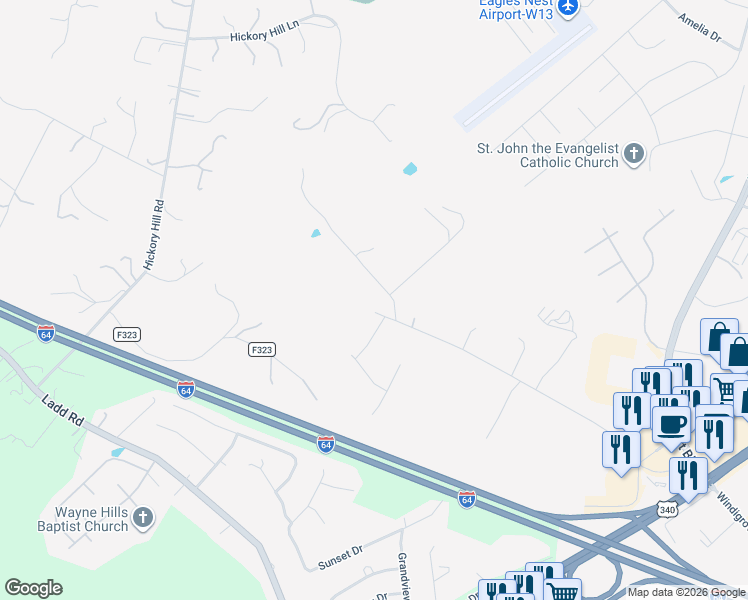 map of restaurants, bars, coffee shops, grocery stores, and more near 1821 Red Top Orchard Road in Waynesboro