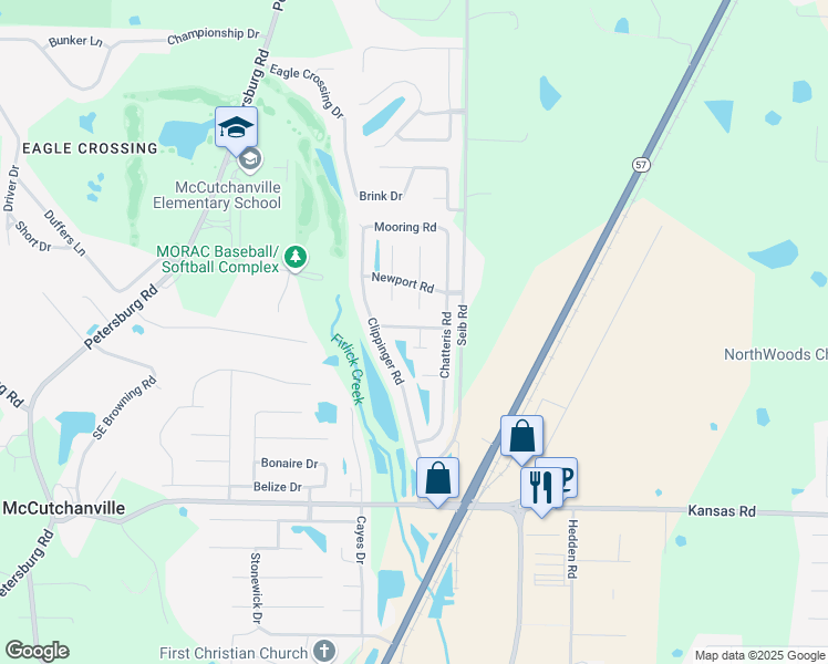 map of restaurants, bars, coffee shops, grocery stores, and more near 10050 Galleon Court in Evansville