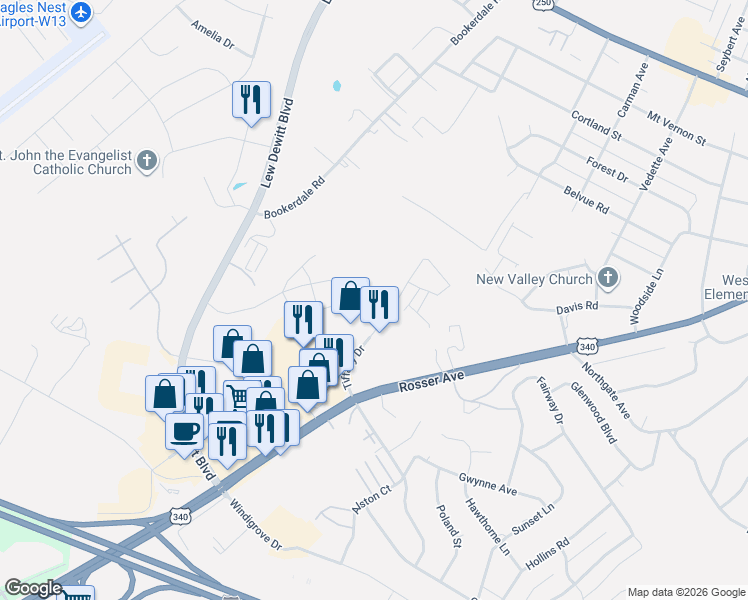 map of restaurants, bars, coffee shops, grocery stores, and more near 436 Tiffany Dr in Waynesboro