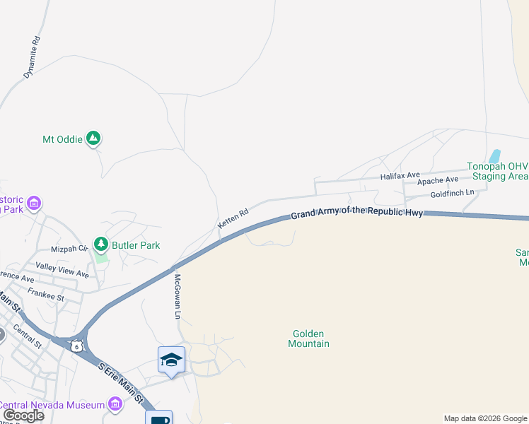 map of restaurants, bars, coffee shops, grocery stores, and more near 6 Ketten Road in Tonopah