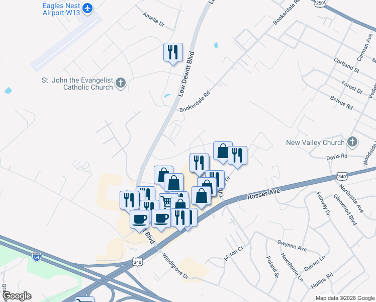 map of restaurants, bars, coffee shops, grocery stores, and more near 298 Bookerdale Rd in Waynesboro