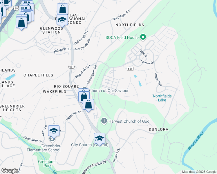 map of restaurants, bars, coffee shops, grocery stores, and more near Reserve Boulevard in Charlottesville