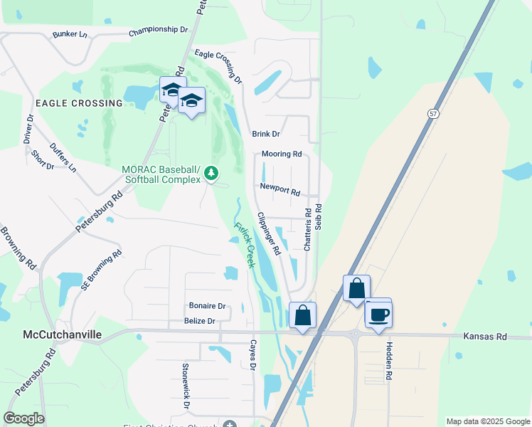 map of restaurants, bars, coffee shops, grocery stores, and more near 2910 Galleon Drive in Evansville