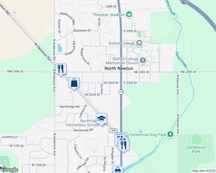 map of restaurants, bars, coffee shops, grocery stores, and more near 2315 Rosewood Avenue in Newton