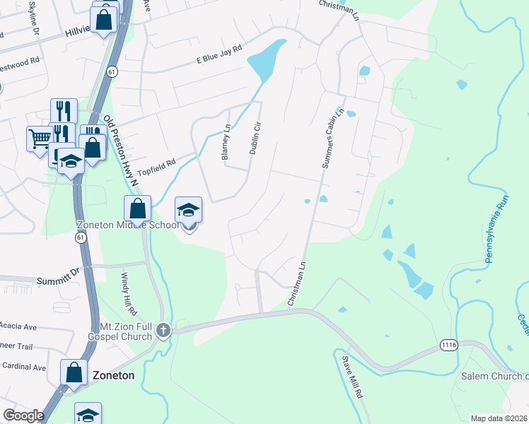 map of restaurants, bars, coffee shops, grocery stores, and more near 358 Deep Creek Drive in Shepherdsville