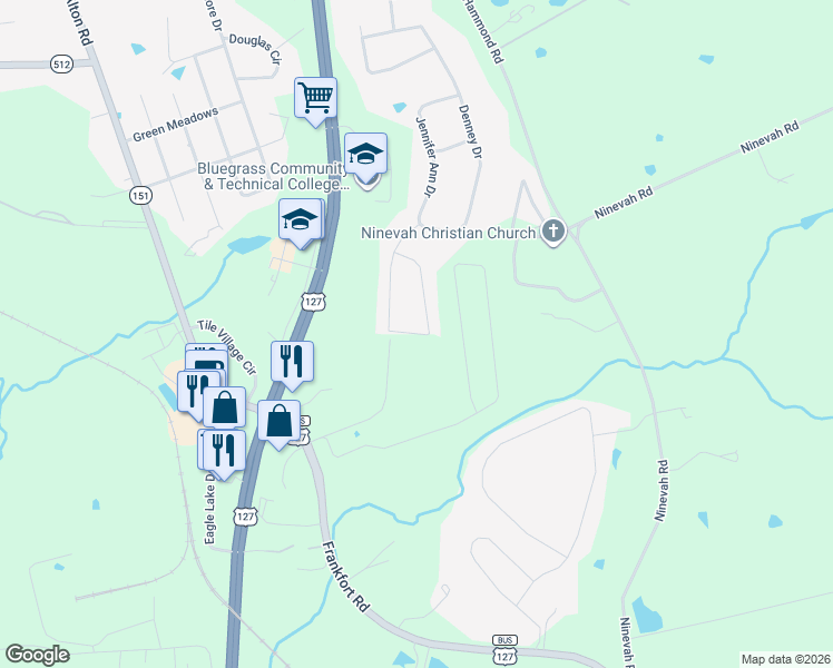 map of restaurants, bars, coffee shops, grocery stores, and more near 1045 Lanas Lane in Lawrenceburg