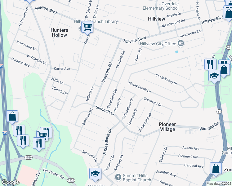 map of restaurants, bars, coffee shops, grocery stores, and more near 244 Beechland Road in Louisville