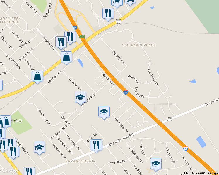 map of restaurants, bars, coffee shops, grocery stores, and more near 209 Laclede Avenue in Lexington