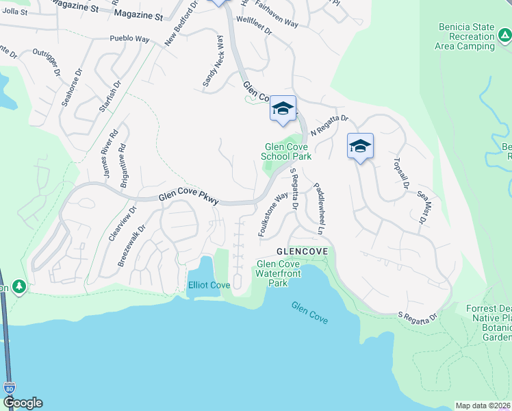 map of restaurants, bars, coffee shops, grocery stores, and more near 206 Antigua Way in Vallejo