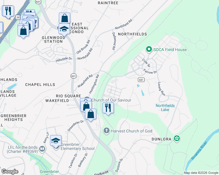 map of restaurants, bars, coffee shops, grocery stores, and more near 584 Belvedere Boulevard in Charlottesville