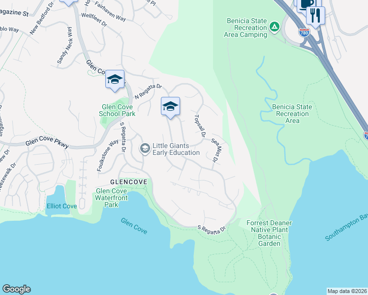 map of restaurants, bars, coffee shops, grocery stores, and more near 439 Topsail Drive in Vallejo