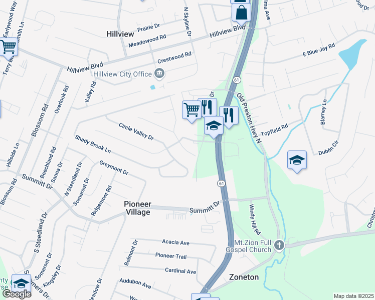 map of restaurants, bars, coffee shops, grocery stores, and more near 135b Cs-5007 in Louisville