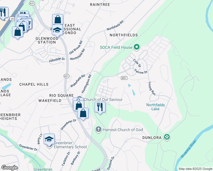 map of restaurants, bars, coffee shops, grocery stores, and more near 996 Belvedere Way in Charlottesville