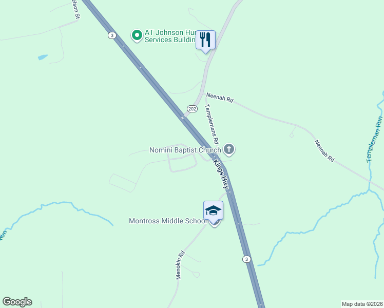 map of restaurants, bars, coffee shops, grocery stores, and more near 101 Morris Lane in Montross