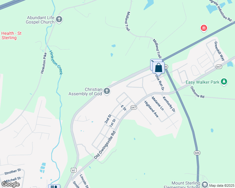 map of restaurants, bars, coffee shops, grocery stores, and more near 1896 Owingsville Road in Mount Sterling