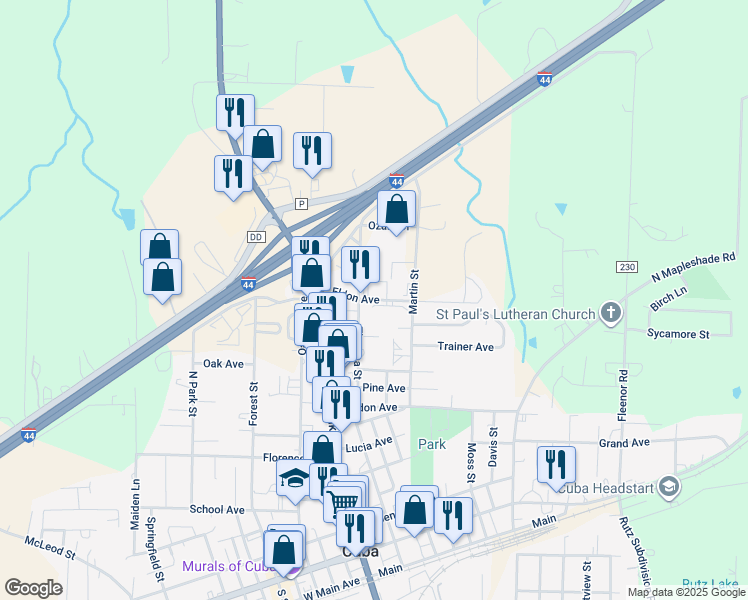 map of restaurants, bars, coffee shops, grocery stores, and more near 203 Eldon Avenue in Cuba