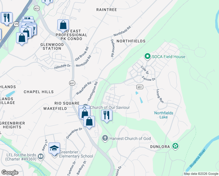 map of restaurants, bars, coffee shops, grocery stores, and more near 1715 Belvedere Place in Charlottesville