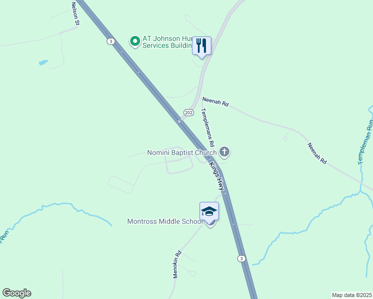 map of restaurants, bars, coffee shops, grocery stores, and more near 138 Morris Lane in Montross