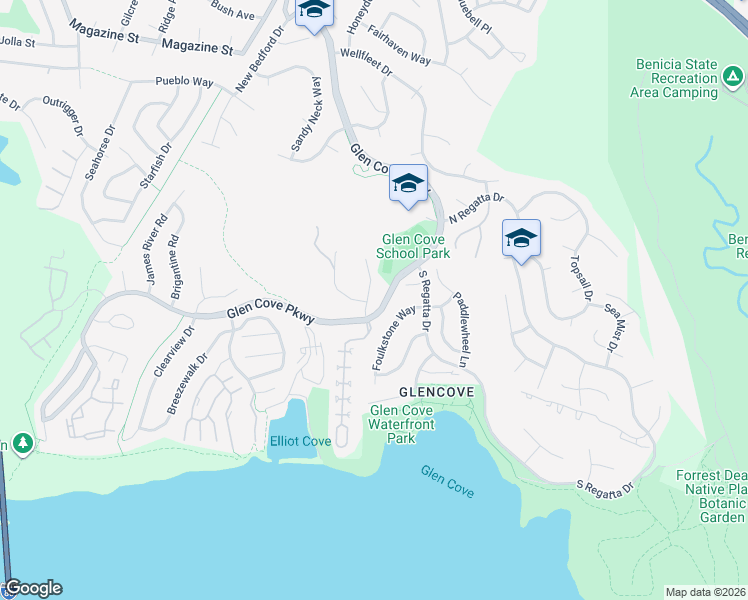 map of restaurants, bars, coffee shops, grocery stores, and more near 206 Antigua Way in Vallejo