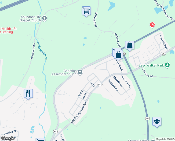 map of restaurants, bars, coffee shops, grocery stores, and more near 1896 Owingsville Road in Mount Sterling