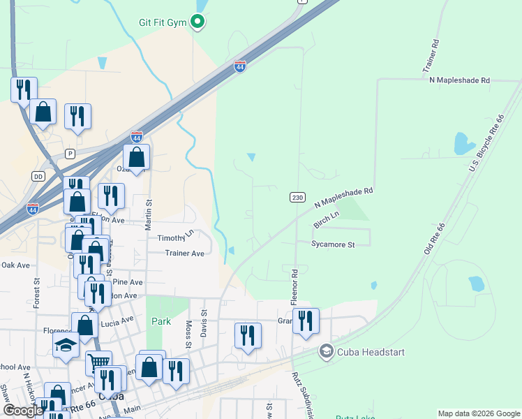 map of restaurants, bars, coffee shops, grocery stores, and more near 8 Northwood Drive in Cuba