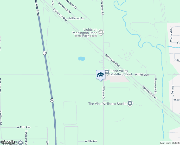 map of restaurants, bars, coffee shops, grocery stores, and more near 2909 West 17th Avenue in Hutchinson