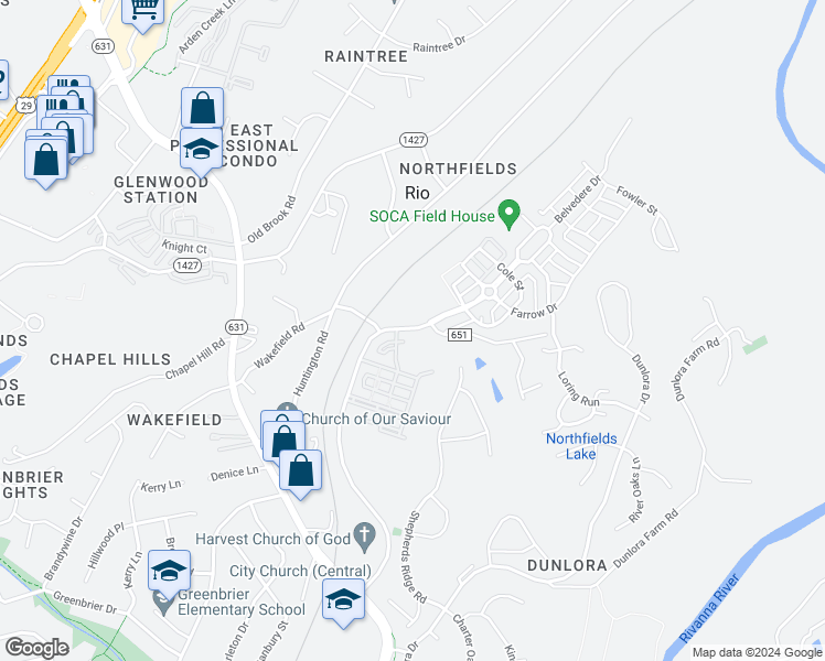 map of restaurants, bars, coffee shops, grocery stores, and more near 880 Belvedere Boulevard in Charlottesville