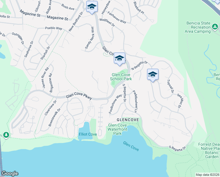 map of restaurants, bars, coffee shops, grocery stores, and more near 206 Antigua Way in Vallejo