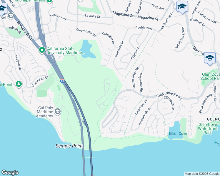 map of restaurants, bars, coffee shops, grocery stores, and more near 100 Bayhurst Drive in Vallejo