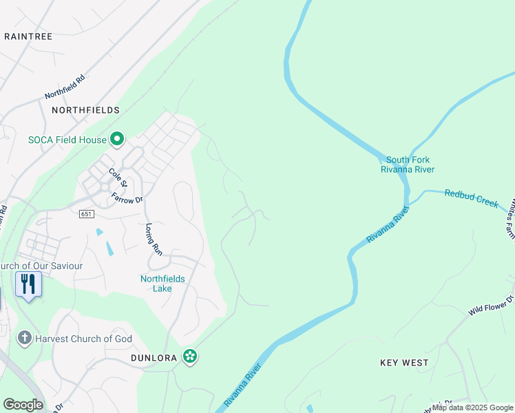 map of restaurants, bars, coffee shops, grocery stores, and more near Fowler Street in Albemarle County