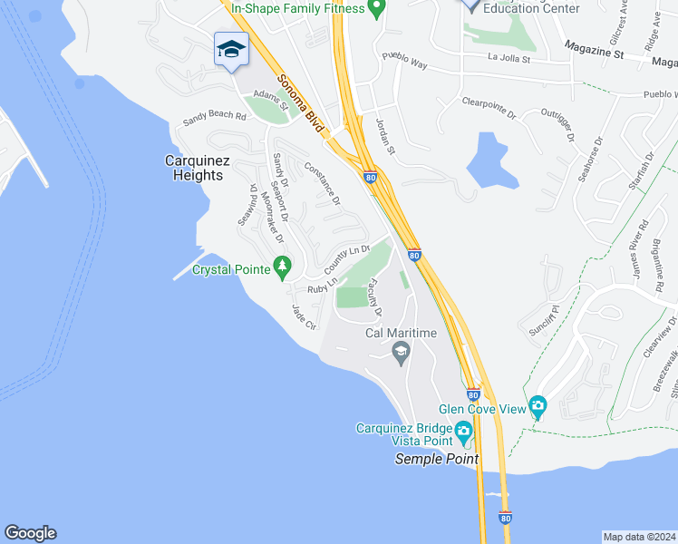 map of restaurants, bars, coffee shops, grocery stores, and more near 272 Ruby Lane in Vallejo