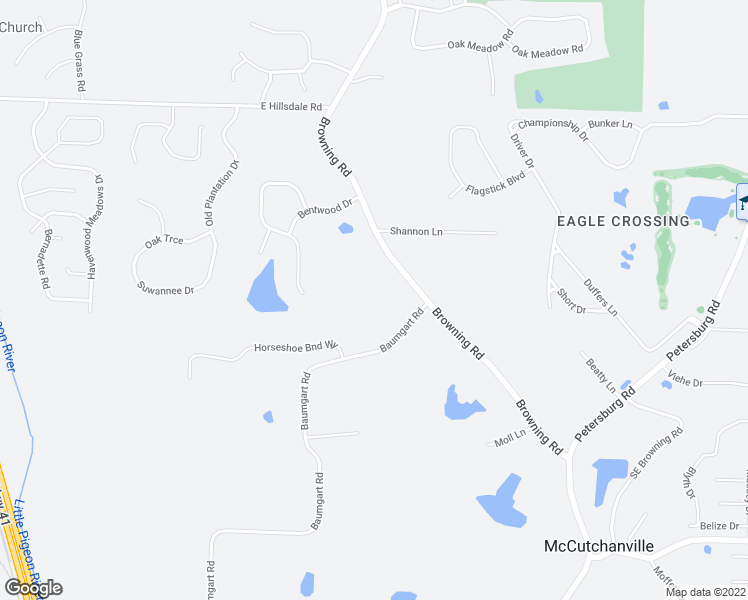 map of restaurants, bars, coffee shops, grocery stores, and more near 10400 Browning Road in Evansville