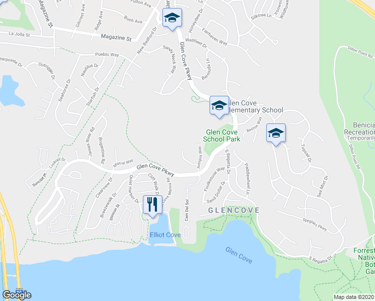 map of restaurants, bars, coffee shops, grocery stores, and more near 144 Chesapeake Drive in Vallejo