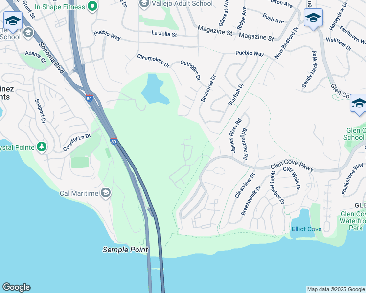 map of restaurants, bars, coffee shops, grocery stores, and more near 132 Barington Drive in Vallejo