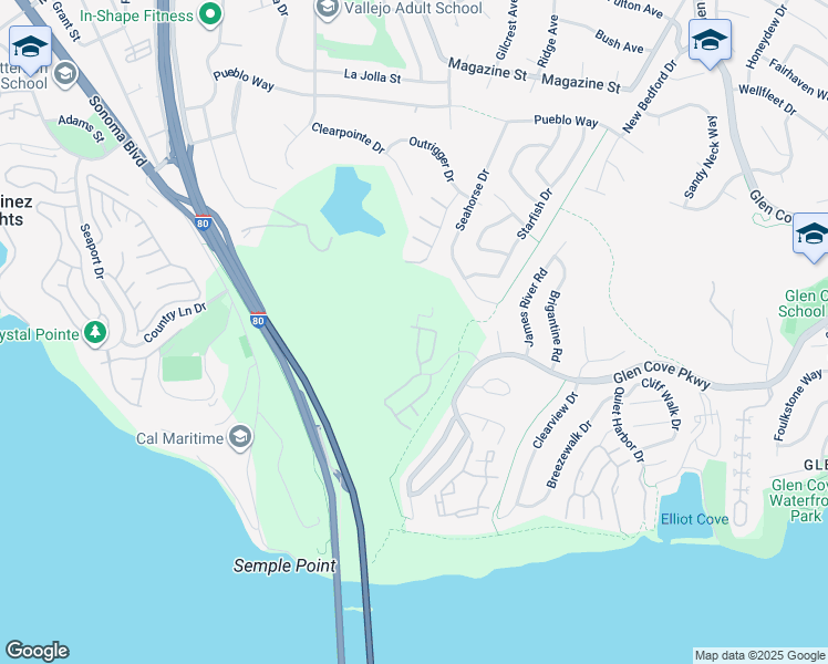 map of restaurants, bars, coffee shops, grocery stores, and more near 132 Barington Drive in Vallejo
