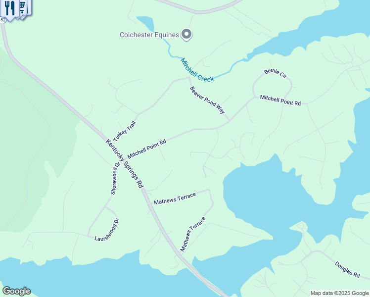 map of restaurants, bars, coffee shops, grocery stores, and more near 260 Laurel Lane in Mineral