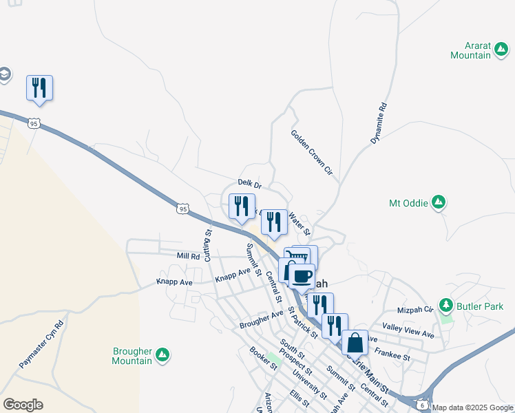 map of restaurants, bars, coffee shops, grocery stores, and more near 399 Delk Drive in Tonopah