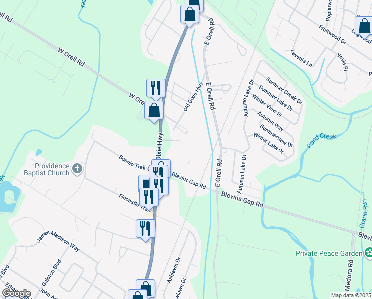 map of restaurants, bars, coffee shops, grocery stores, and more near 12517 Old Dixie Highway in Louisville