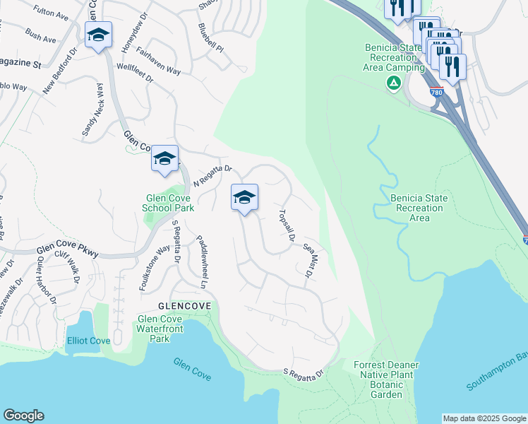 map of restaurants, bars, coffee shops, grocery stores, and more near 112 Yardarm Court in Vallejo
