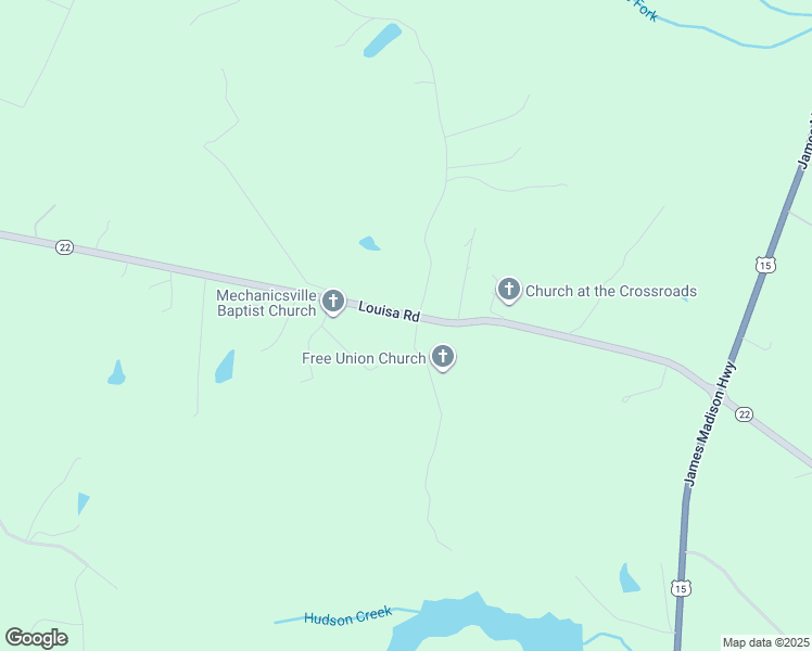 map of restaurants, bars, coffee shops, grocery stores, and more near 10348 Louisa Road in Gordonsville