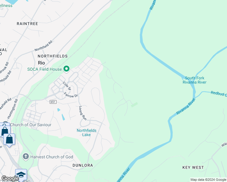 map of restaurants, bars, coffee shops, grocery stores, and more near 3042 Miranda Xing in Charlottesville