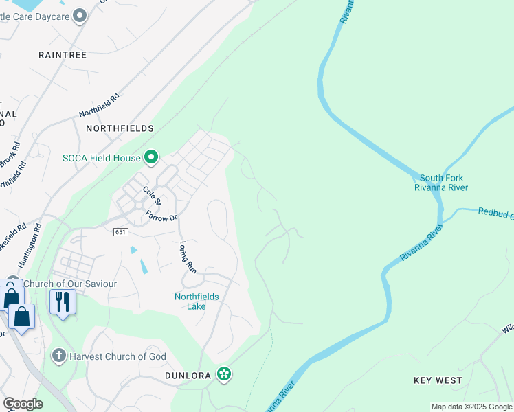 map of restaurants, bars, coffee shops, grocery stores, and more near Miranda Xing in Albemarle County
