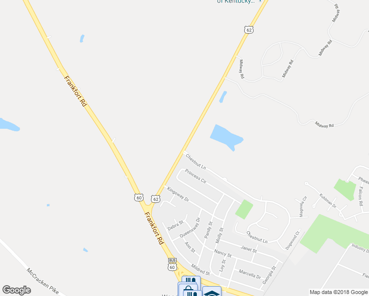 map of restaurants, bars, coffee shops, grocery stores, and more near U.S. 62 in Versailles