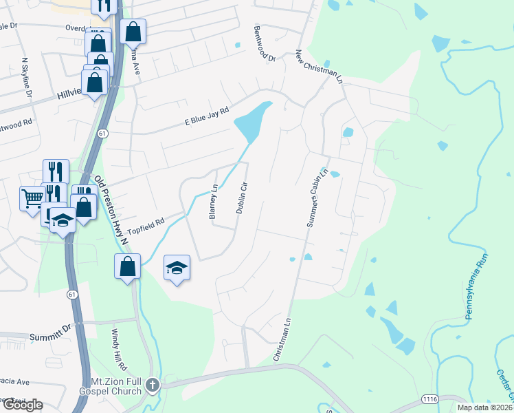 map of restaurants, bars, coffee shops, grocery stores, and more near 507 Dublin Circle in Shepherdsville