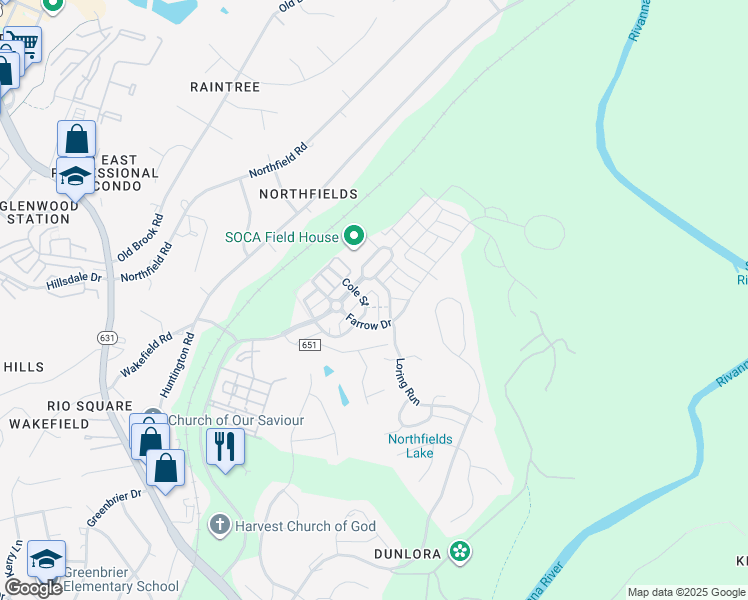map of restaurants, bars, coffee shops, grocery stores, and more near 1421 County Road 6187 in Charlottesville