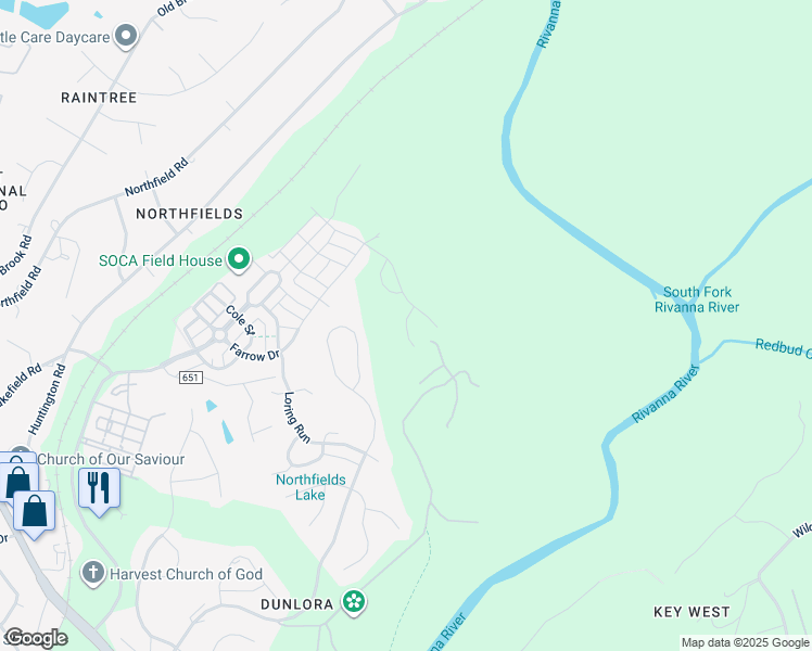 map of restaurants, bars, coffee shops, grocery stores, and more near Miranda Xing in Albemarle County